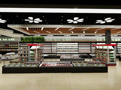 Supermarket Department Store Interior With Well Stocked Shelves Daily Necessities Fresh Produce And Bright Lighting 3d model