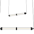 Modern Linear Pendant Light with Sleek Metal Frame and Transparent Glass Shade Design