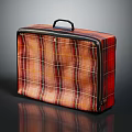 Stylish Red Plaid Suitcase With Black Handle For Clothing Travel And Storage