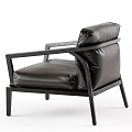 Stylish Single Sofa With Leather Upholstery And Modern Black Frame Design