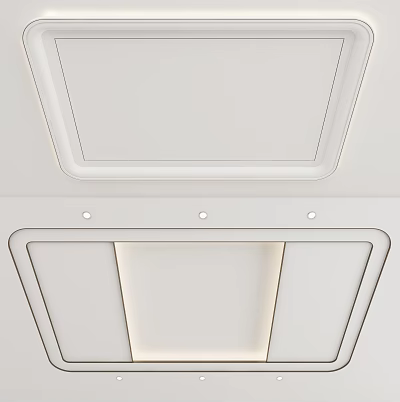 Modern White Ceiling Design With Recessed Panels And LED Strip Lighting 3d model