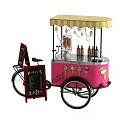 Pink Ice Cream Cart With Canopy Lights Chalkboard Sign And Cones Bottles