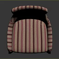 Stylish Accent Chair With Pink And White Striped Fabric Curved Backrest And Dark Wooden Legs