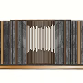 Modern Feature Wall Design With Wooden Strips Stone Panels And Vertical Patterns In Gray Brown