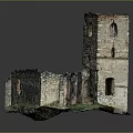 Ancient Architectural Ruins Featuring Stone Walls Tall Tower Small Windows And Overgrown Vegetation