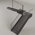 Modern Staircase Design With Glass Railing And Dark Sleek Steps 3d model