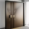 Modern Luxury Entrance Door With Striped Design And Metallic Texture For Home Entrance