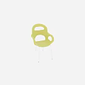 Minimalist Yellow Leisure Chair With Curved Armrests Sturdy Metal Legs And Modern Design