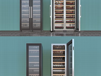 Modern Glass Door Refrigerator Freezer With Stainless Steel Design And Storage Shelves 3d model