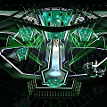 Futuristic Stage Design Featuring Green Lighting And High Tech Details 3d model