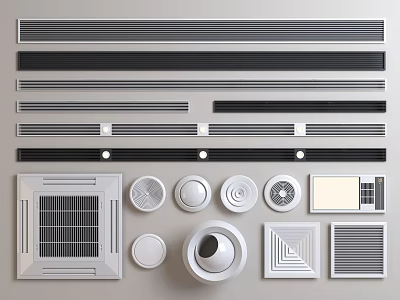 Various Modern Air Conditioner Vents With Sleek Linear Circular And Square Designs 3d model