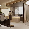 Elegant Warm Modern Clothing Store Interior With Display Racks Mannequin Reception Counter And Comfortable Fitting Space