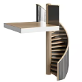 Modern Spiral Staircase Design With Wooden Steps And Metal Frame