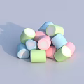 Soft Fluffy Pastel Colored Marshmallows Stacked Together On Light Surface 3d model