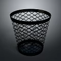 Black Metal Mesh Trash Can With Stylish Round Design For Home Interior