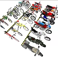 Colorful Motorcycles Parked In Parking Area With Yellow Black Striped Racks And Various Styles