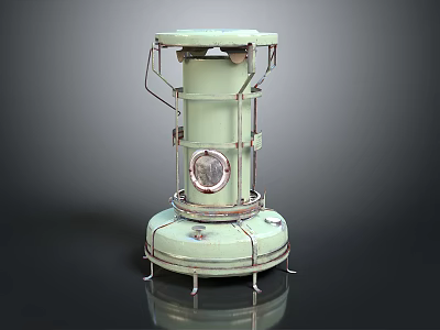 Natural Landscape With Green Metal Structure Reflective Base And Circular Dial 3d model