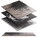 Abstract Lines Square Rug With Gray Tones And Black White Patterns Stacked 3d model