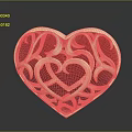 Heart Shaped Openwork Carved Furniture Decorative Piece In Pink And Beige