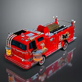 Red Fire Truck Model With Ladder Shiny Details And Metal Wheels