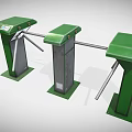 Three Green Vertical Turnstile Gates For Public Access Control System