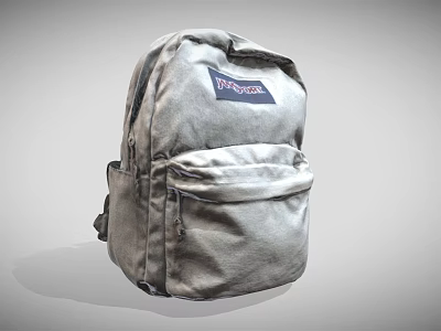 Classic Gray JanSport Backpack With Front Pocket And Functional Zippers 3d model