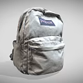 Classic Gray JanSport Backpack With Front Pocket And Functional Zippers