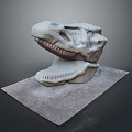 Detailed Dinosaur Skull Model With Sharp Teeth On Textured Base 3d model