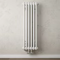Modern White Wall Mounted Radiator Design With Light Floral Patterned Wall 3d model