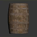 Vintage Wooden Barrel With Metal Hoops And Natural Wood Grain Design