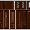 Dark Brown Wooden Wardrobe Doors With Various Styles And Decorative Details