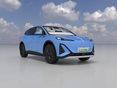 Modern Blue Electric SUV with Streamlined Exterior and Black Wheels Design 3d model