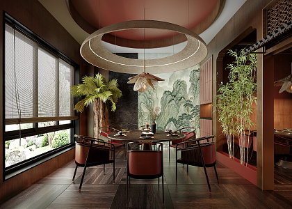 New Chinese-style private dining room 3d model