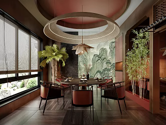 New Chinese-style private dining room 3d model
