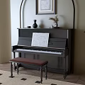 Elegant Upright Piano With Music Sheet Vase Artistic Decor Items Bench And Plant