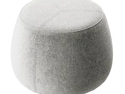 Modern Minimalist Round Gray Fabric Stool Design With Soft Texture And Sleek Shape 3d model