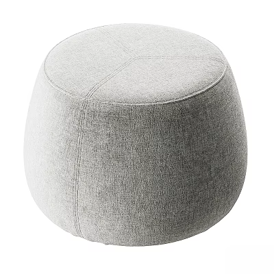 Modern Minimalist Round Gray Fabric Stool Design With Soft Texture And Sleek Shape 3d model