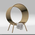 Stylish Circular Rattan Leisure Chair with Light Wooden Legs and Gray Fringe Blanket