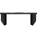 Modern Side Table With Marble Patterned Surface And Geometric Metal Legs