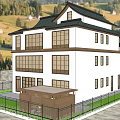 Japanese Style Detached Villa With Black Roof White Walls Garden Courtyard And Mountain View