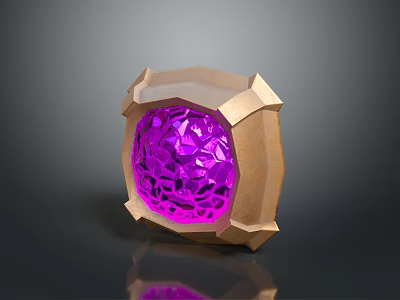 Handmade Stone Wood Frame Enclosing Shiny Purple Gem Centerpiece 3d model