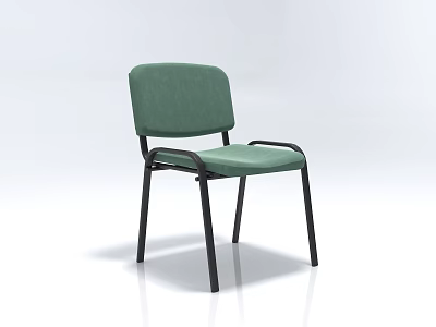 Green Upholstered Single Chair with Black Metal Frame and Armrests Design 3d model