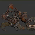 Rusty Multi legged Mechanical Creature Robot Character with Gear Joints 3d model