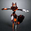 Anthropomorphic Fox Game Character 3D Model With Orange Black Fur White Underbelly And Fluffy Tail