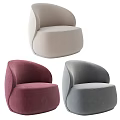 Modern Upholstered Armchair With Curved Design In Beige Red And Gray
