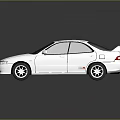 White Sports Car With Rear Spoiler Silver Wheels And Streamlined Design