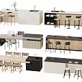 Modern Bar Counter Designs With Wooden Marble Tops And Matching Stools