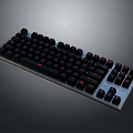 Mechanical Gaming Keyboard With Red Backlit Black Keycaps And Aluminum Base