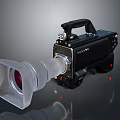 Professional Black Digital Video Camera With Large Lens Ergonomic Handle And Control Buttons