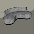 Modern Curved Light Gray Fabric Sofa With Black Base Trim Design 3d model